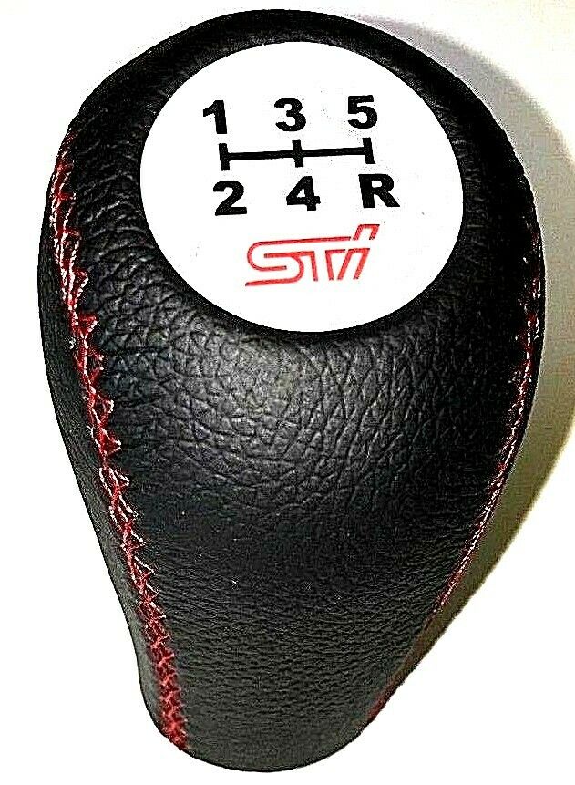 Subaru STI leather gear shift knob manual 5 Speed transmission screw-on type shifter lever Subaru STI leather gear shift knob manual 5 Speed transmission screw-on type shifter lever