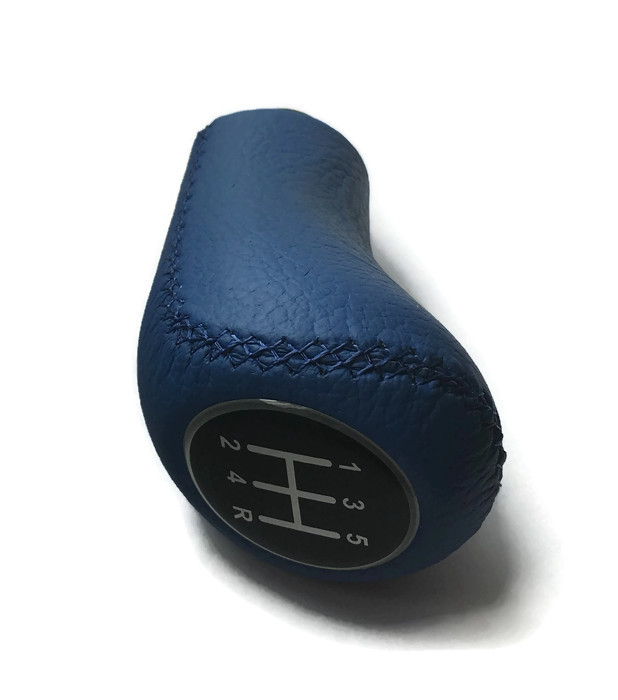 Subaru screw-on type blue leather gear shift knob stick 5 speed manual transmission shifter lever Subaru screw-on type blue leather gear shift knob stick 5 speed manual transmission shifter lever