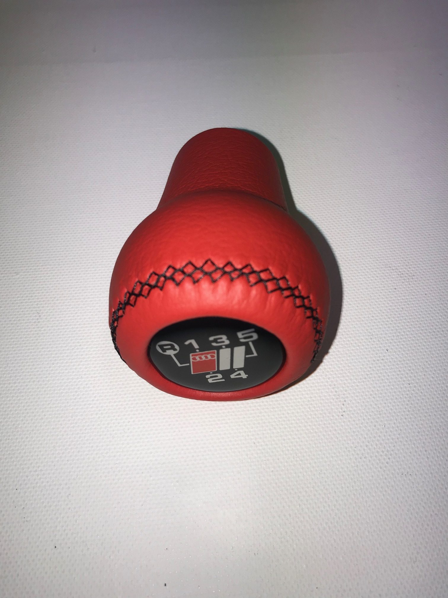 Audi S-Line screw-on type red leather gear shift knob stick 5 speed manual transmission shifter lever Audi S-Line screw-on type red leather gear shift knob stick 5 speed manual transmission shifter lever