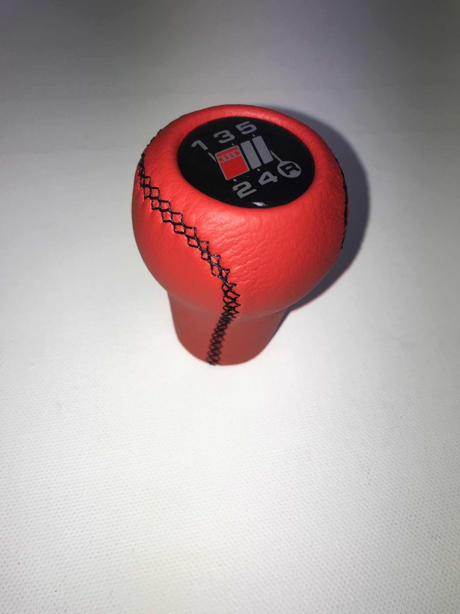 Audi S-Line screw-on type red leather gear shift knob stick 5 speed manual transmission shifter lever Audi S-Line screw-on type red leather gear shift knob stick 5 speed manual transmission shifter lever
